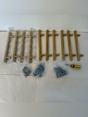 Ravinte Gold Cabinet Handles Set – 10 T-Bar Pulls with Screws & Screwdriver